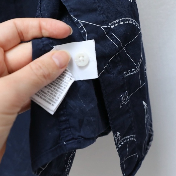 American Eagle Nautical print shortsleeve men's shirt navy blue L Large cotton - Picture 7 of 10